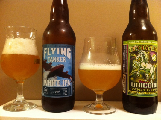 Vancouver Island Brewing Flying Tanker & Phillips Brewing Company Electric Unicorn White IPA